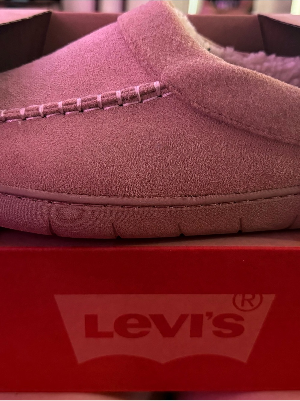 Levi's Women's Dusty Pink Plush Slip-On Slippers